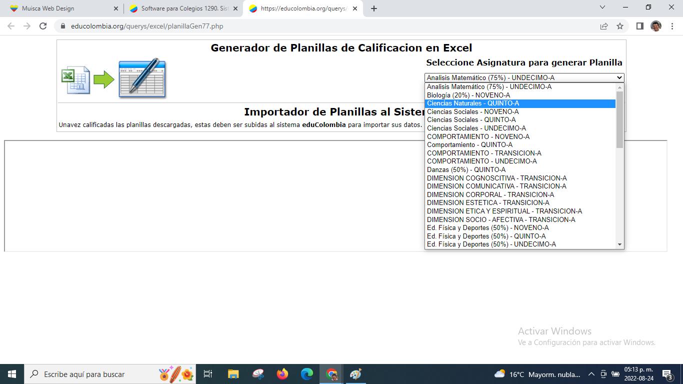 Calificando en Excel